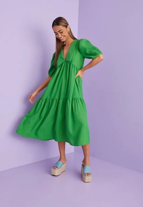 Object Collectors Item Objalaia 2/4 Long Dress a Div Loose fit dresses Artichoke Green