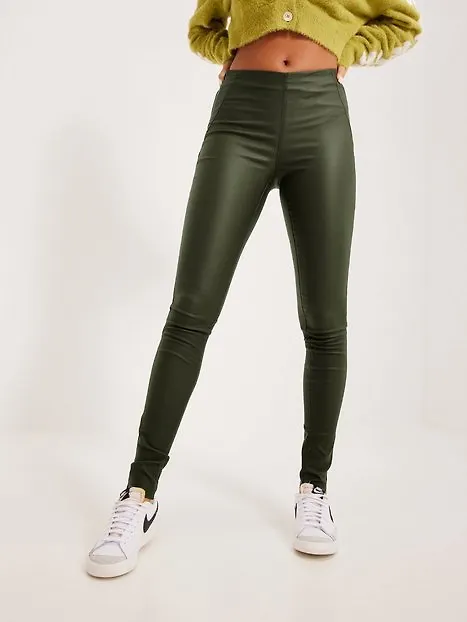 Object Collectors Item Objbelle Mw Coated Leggings Noos Skinn Mörk Grön