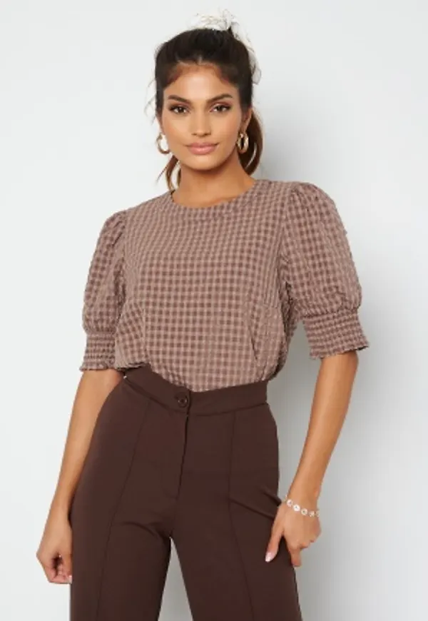 VERO MODA Madison 2/4 O-Neck Puff top Deep Taupe M