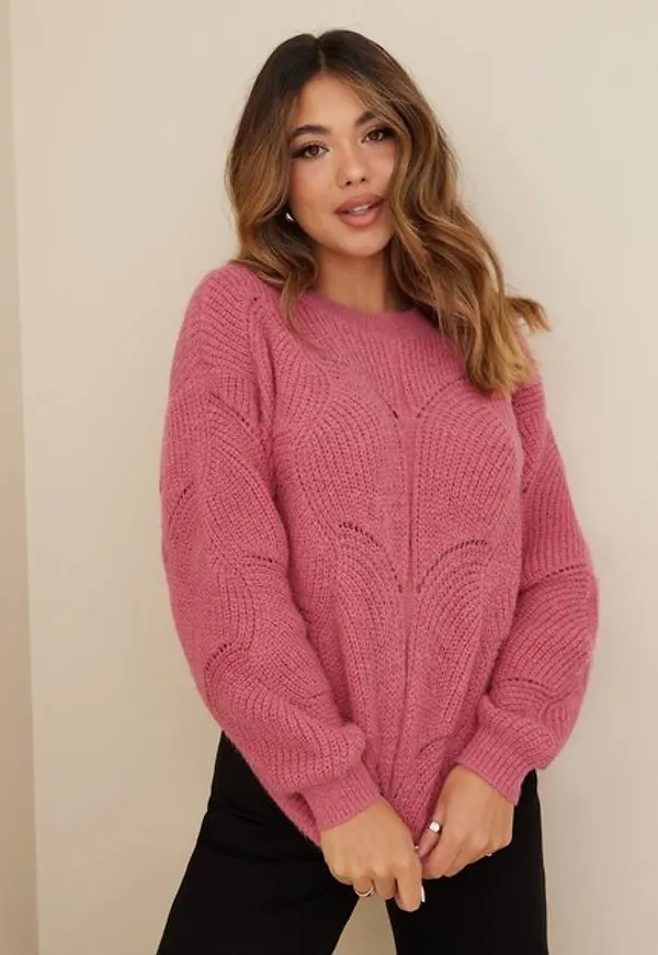 Pieces Pcofelia Ls O-Neck Knit Bc Stickade tröjor Fruit Dove