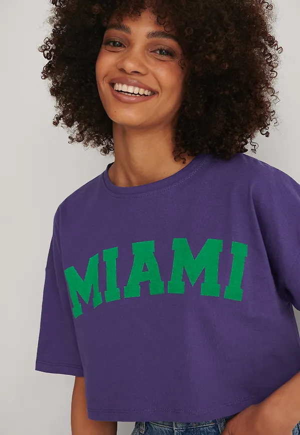 Trendyol Tryckt T-shirt - Purple