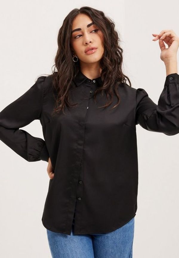 Vila Viellette Satin L/S Shirt/Su - Noos Skjortor Black