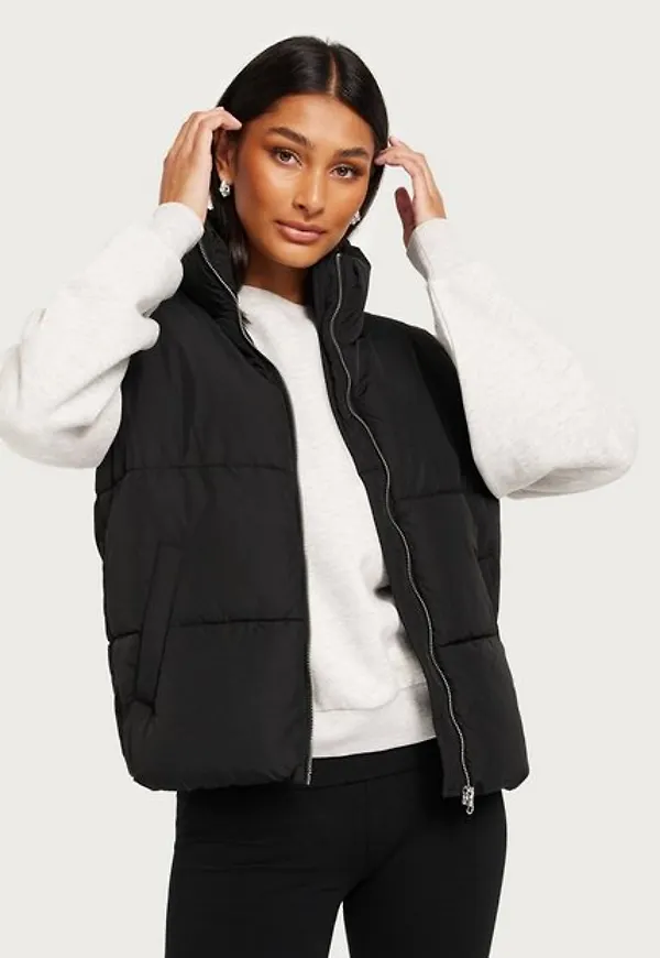 Jacqueline de Yong Jdynewerica Short Waistcoat Otw Noo Västar Black Silver Zipper