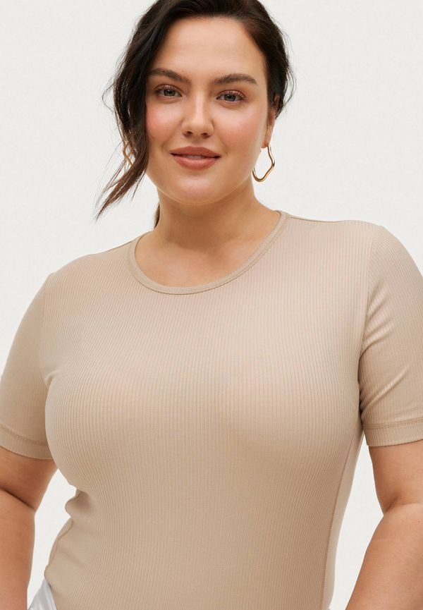 Calvin Klein - Topp Inclusive Rib Crew Neck Top - Beige