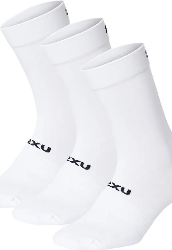 2XU Crew Socks 3 Pack White/Black