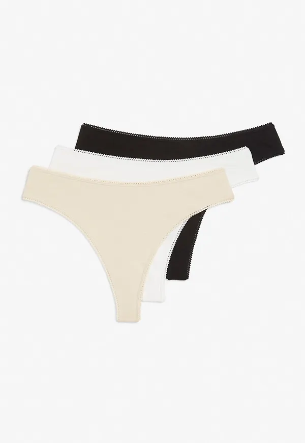 3-pack cotton thongs - Beige