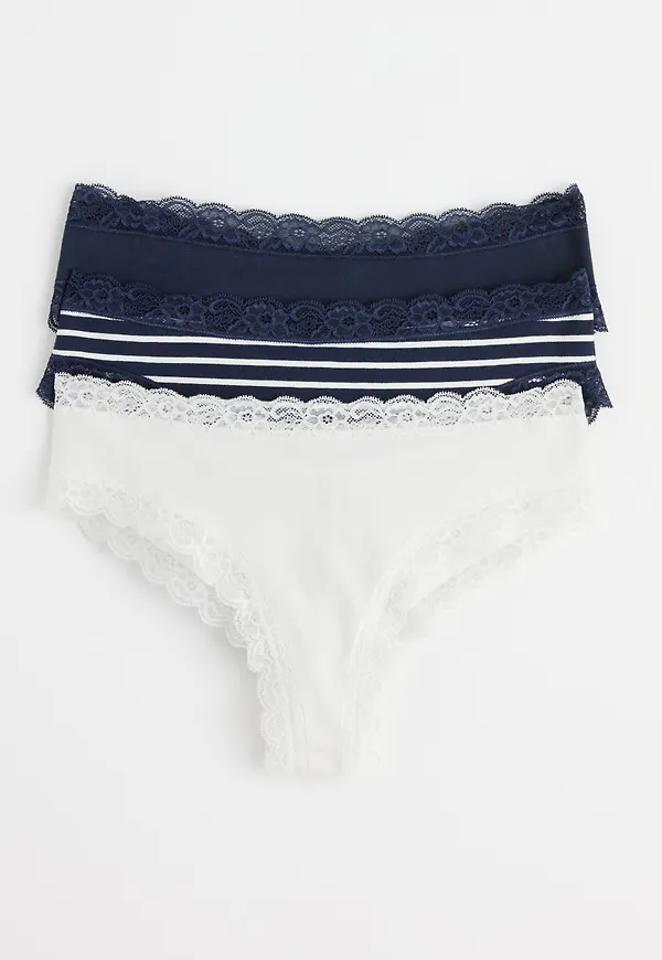 3-pack regular waist trosor med spets