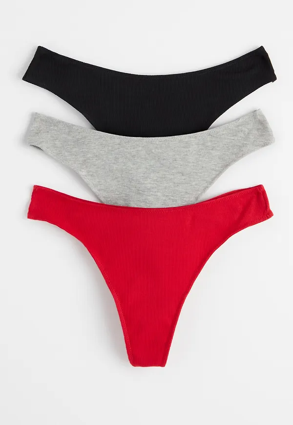 3-pack ribbad stringtrosa low