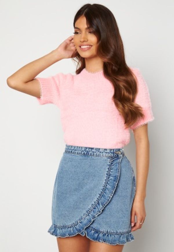 Blue Vanilla Fluffy Knit Top Pink S/M