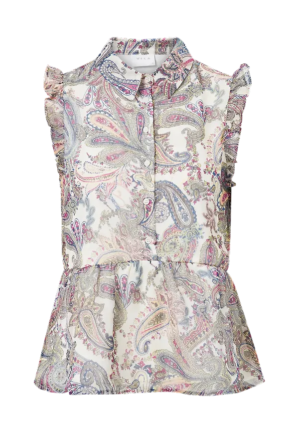Vila - Blus viSaga S/L Top - Vit