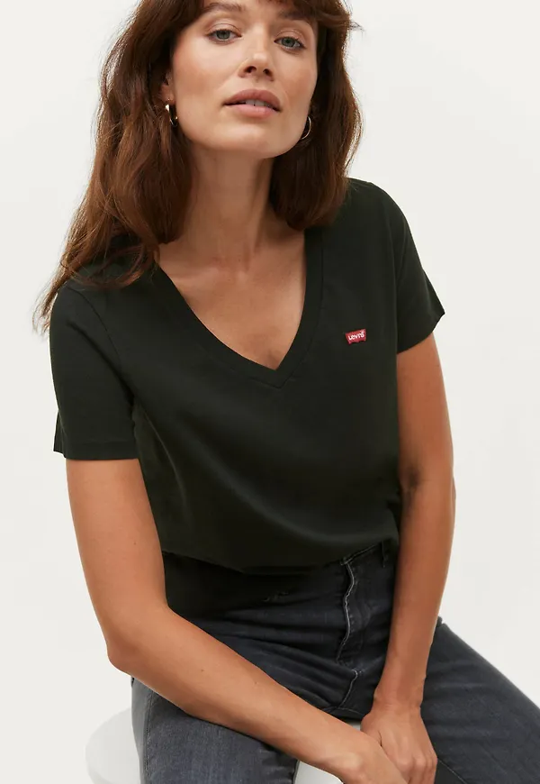 Levi's - Topp Perfect Vneck White + - Svart