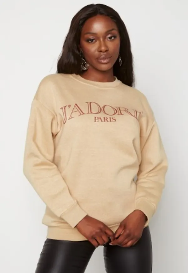 AX Paris Jadore Crew Neck Sweatshirt Stone S/M