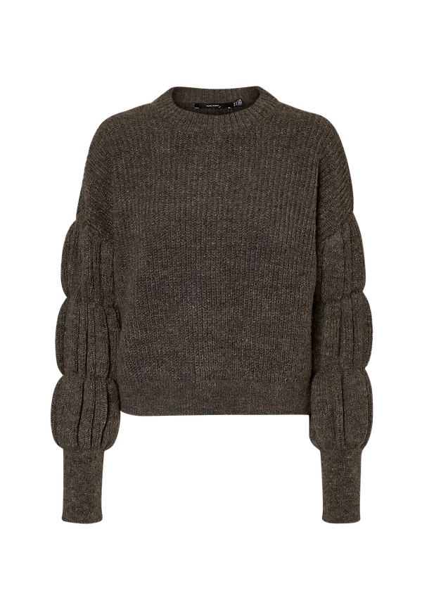 Vero Moda - Tröja vmWaffle LS O-neck Blouse - Grå