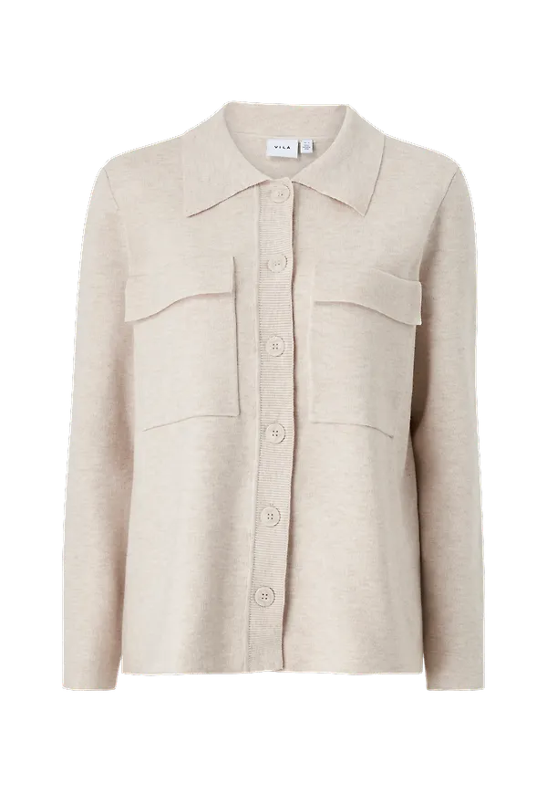 Vila - Cardigan/skjortjacka viCassie L/S Knit Shacket - Grå