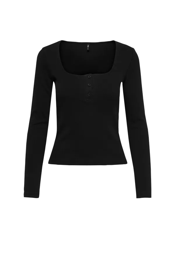 Only - Topp onlNessa L/S Placket Top - Svart