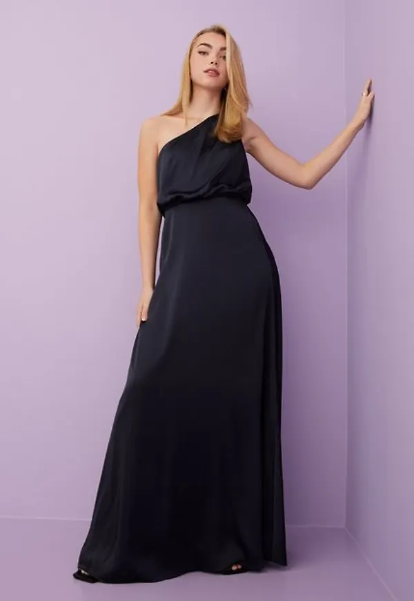 Maya Deluxe One Shoulder Satin Maxi Maxiklänningar