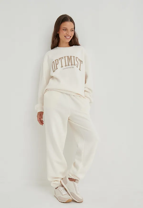 Anna Briand x NA-KD Basic Sweatpants Med Dragsko - Offwhite