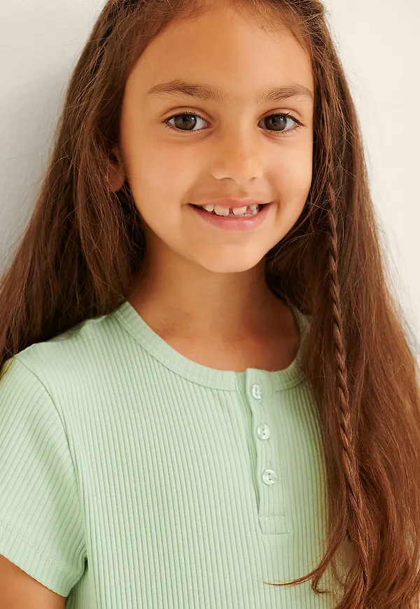 KIDS by NA-KD Ekologisk Ribbad T-Shirt - Green