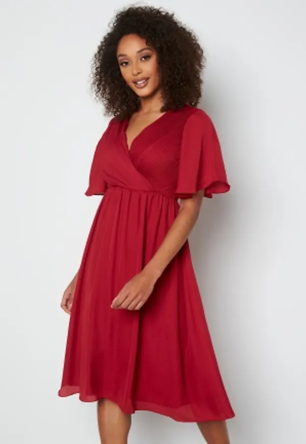 Bubbleroom Occasion Liana Chiffon Midi Dress Raspberry red 42