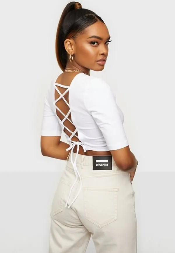 Only Onltira Life 2/4 Sleeve Openback To T-shirts Bright White