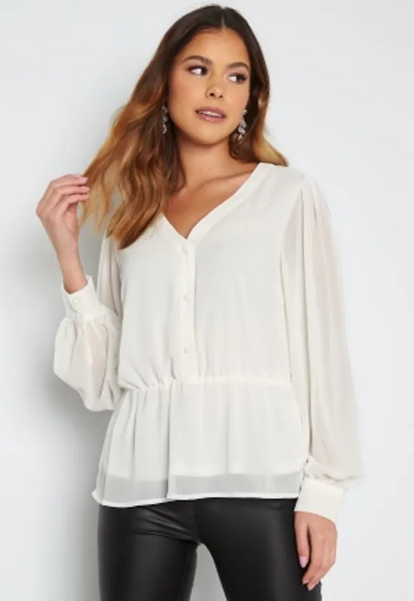 Object Collectors Item Mila L/S V-Neck Top Cloud Dancer 42