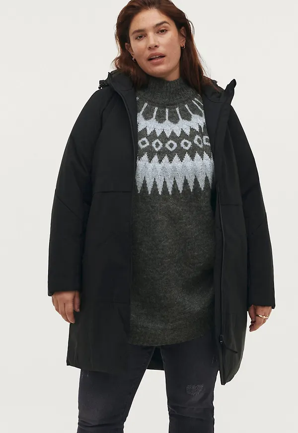 Zizzi - Vinterjacka cAwilla L/S Coat - Svart
