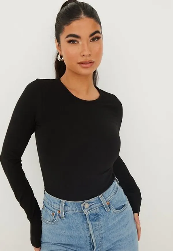 NLY Trend Basic LS Body Toppar Svart