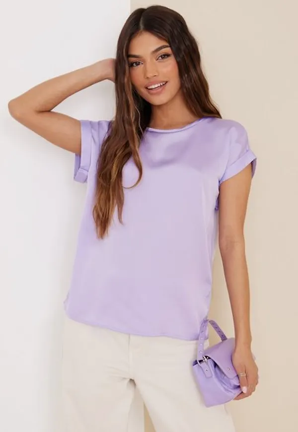 Vila Viellette S/S Satin Top/Su - Noos Vardagsblusar Pastel Lilac