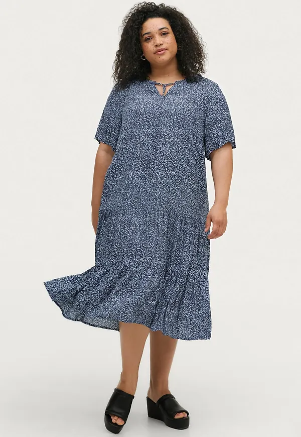 Zizzi - Klänning vBella S/S Blk Dress - Blå