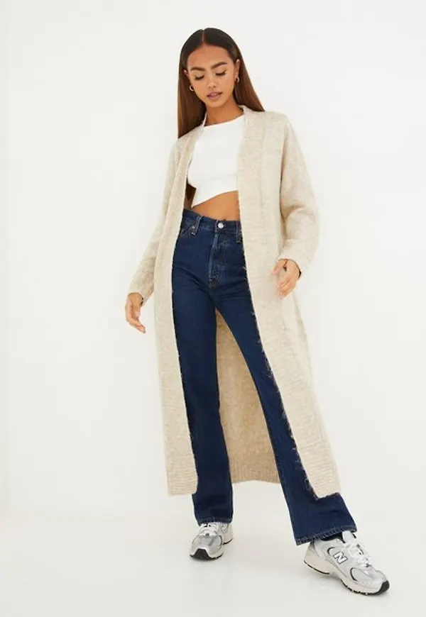 Only Onlnatali L/S Open Maxi Cardigan Kn Cardigans Eggnog W. Melange As Sample
