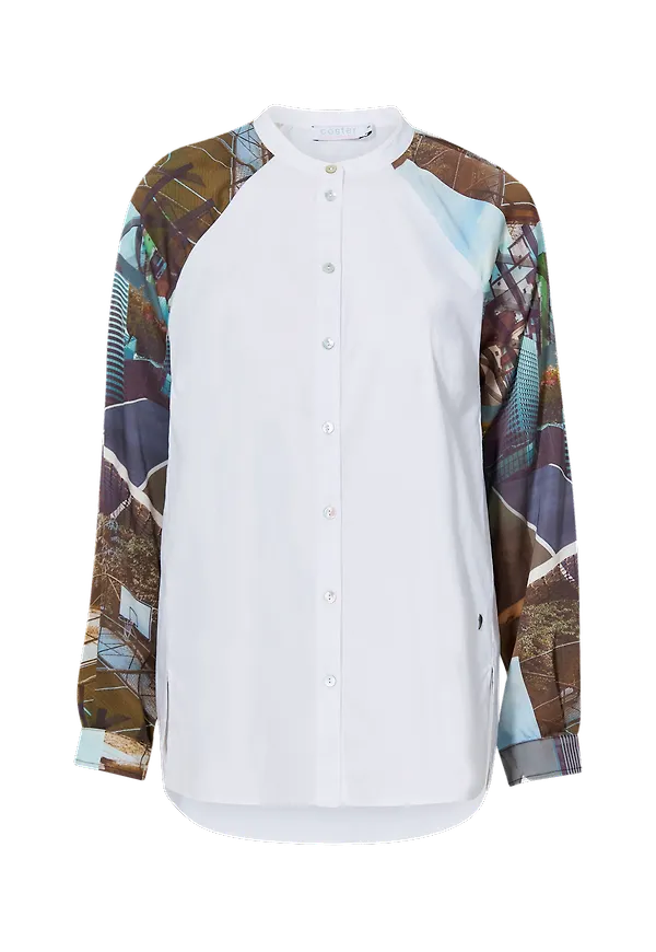 Coster Copenhagen - Blus Shirt in Urban Collage Print - Vit