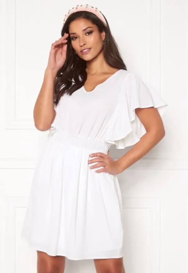 VERO MODA Sasha SS Frill Dress Bright White XS