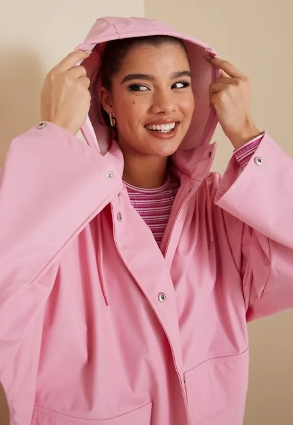 Pieces Pcrainy Oversized Rain Jacket D2D Regnjackor Prism Pink