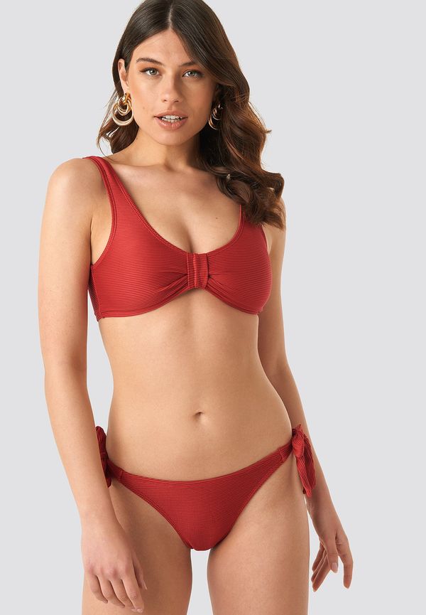 NA-KD Swimwear Ribbed Knot Bikini Panty - Red