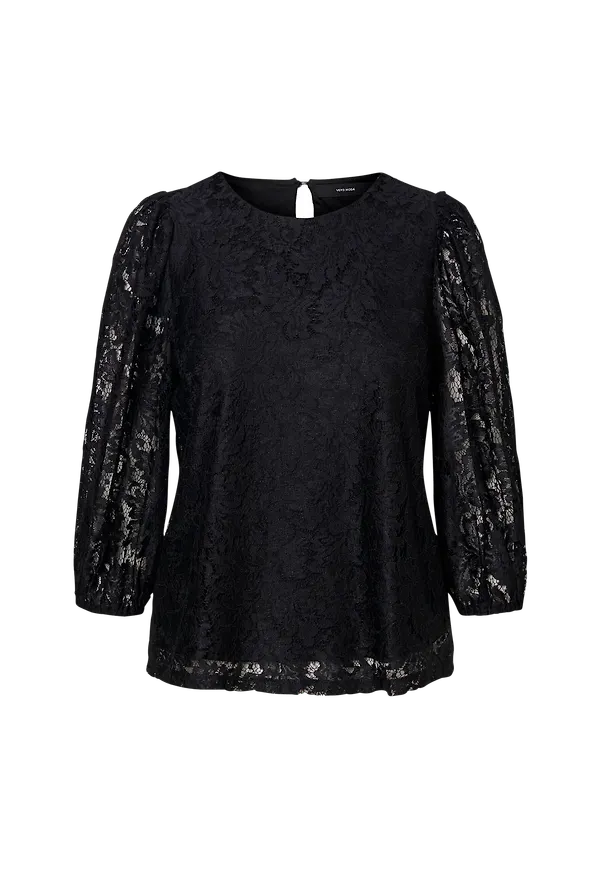 Vero Moda - Spetsblus vmBonna 3/4 Lace Top Wvn BF - Svart