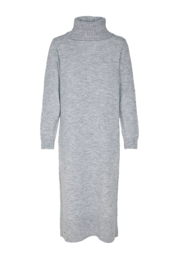 Only - Stickad klänning onlBrandie L/S Roll Neck Dress Knt - Grå