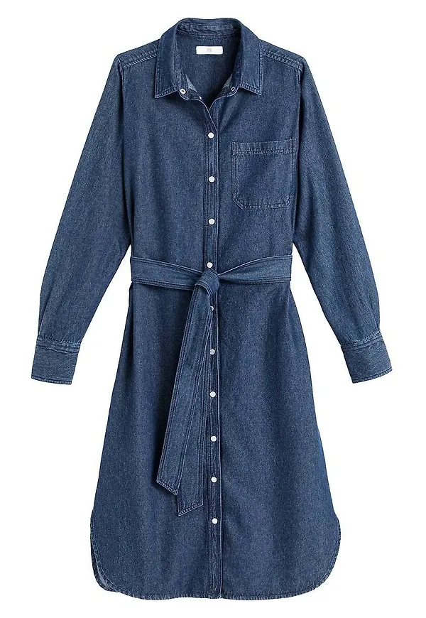 La Redoute - Skjortklänning i denim med lång ärm - Blå