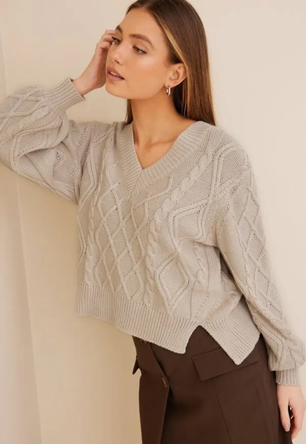 Object Collectors Item Objwendy Knit L/S Pullover PB11 Stickade tröjor Silver Gray