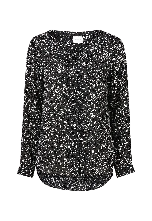 Vila - Blus viLucy L/S Print s - Svart