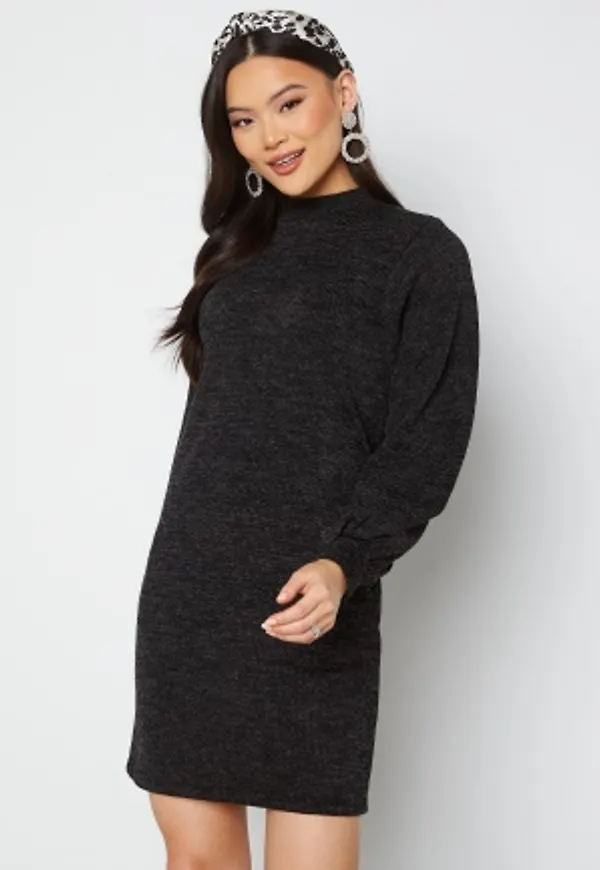 JDY Emma L/S High Neck Dress Dark Grey Melange M