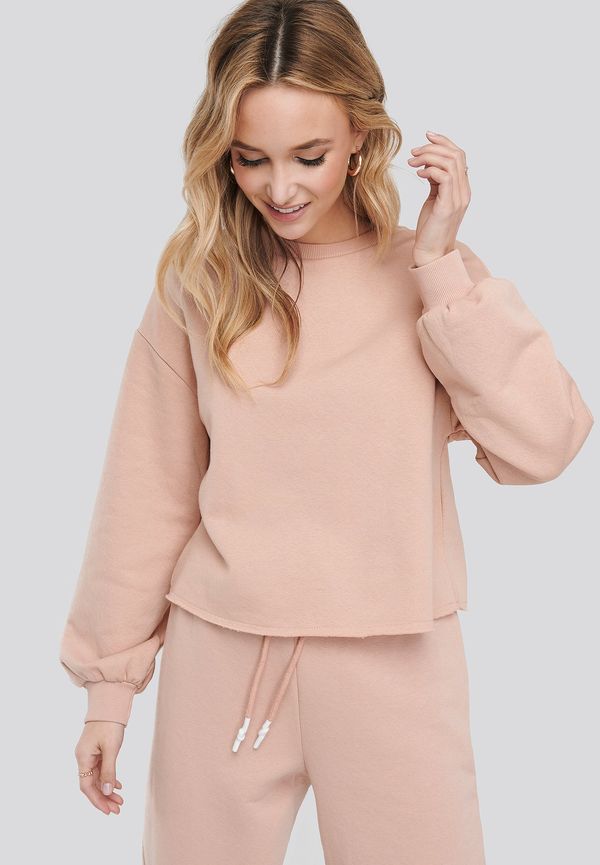 NA-KD Basic Cropped Sweatshirt - Pink