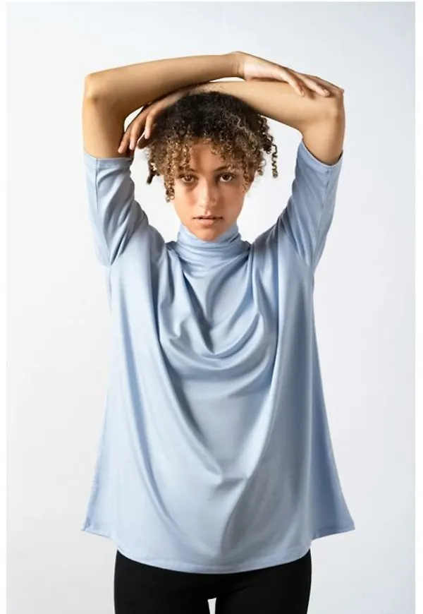 Tomasine Turtleneck Top - Ice Blue