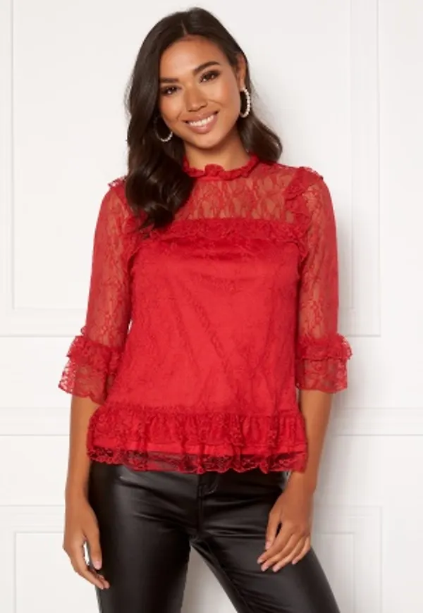 Happy Holly Isabella lace top Red 52/54