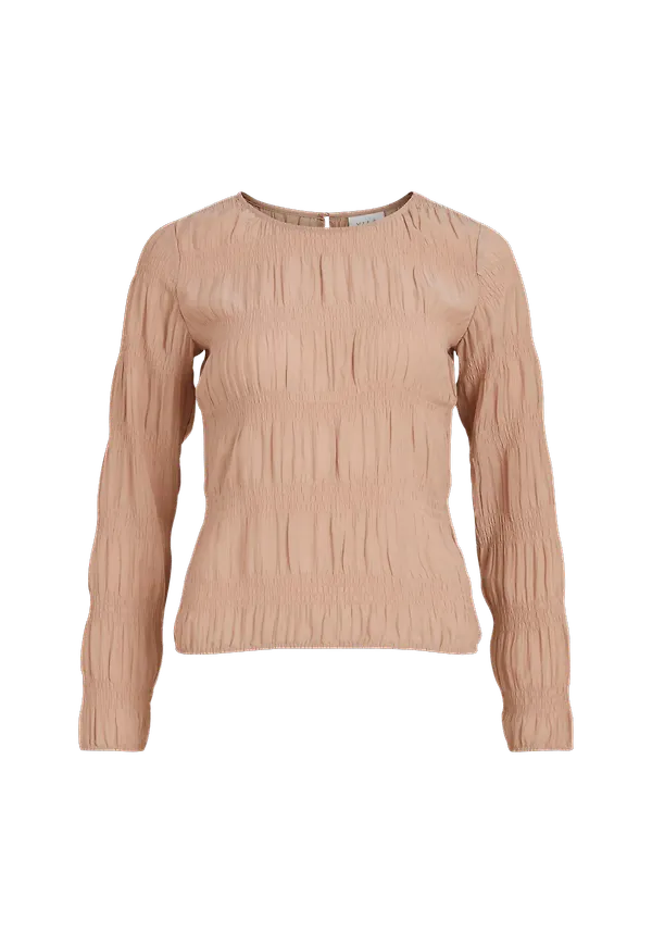 Vila - Blus viElsa L/S Eleastic Top - Beige