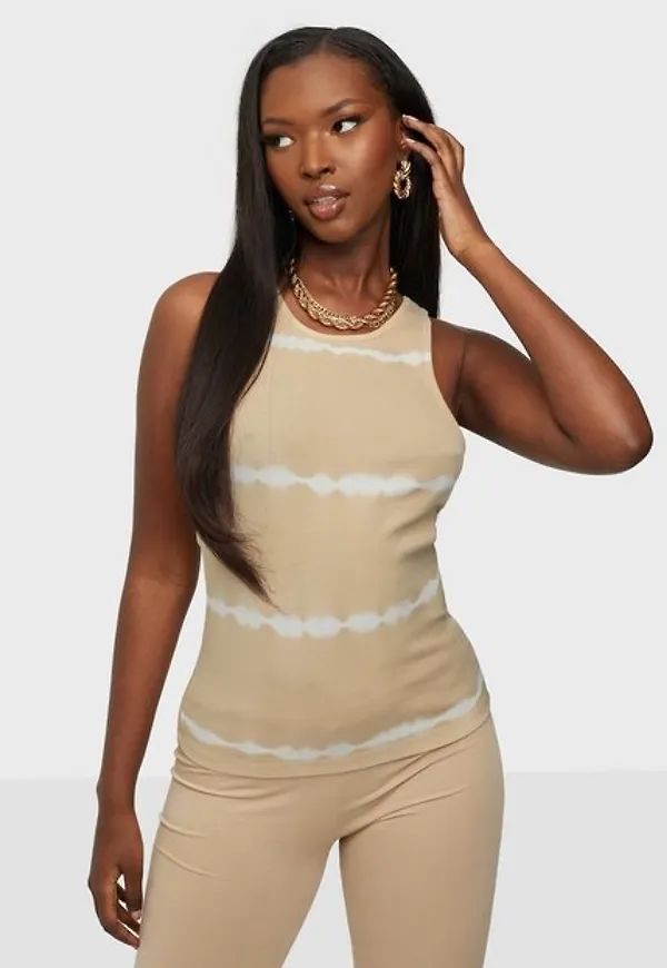Only Onlkenya Life Tie Dye Tank Top Jrs Linnen Warm Sand White Tie Dye