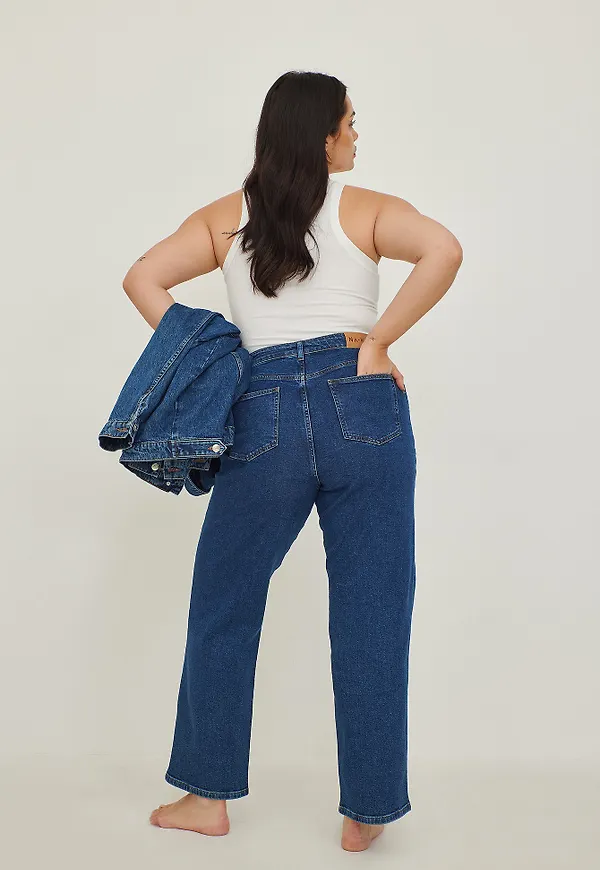 NA-KD Ekologiska denim med hög midja och vida ben - Blue