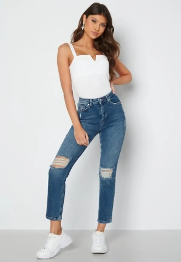 BUBBLEROOM Loreena distressed high waist jeans Medium denim 40