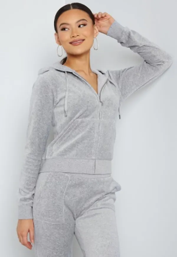 Juicy Couture Robertson Classic Velour Hoodie SIlver Marl XL
