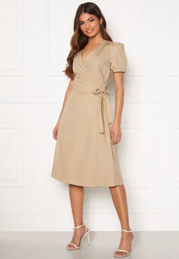 VILA Sille S/S Wrap Midi Dress Nomad 34