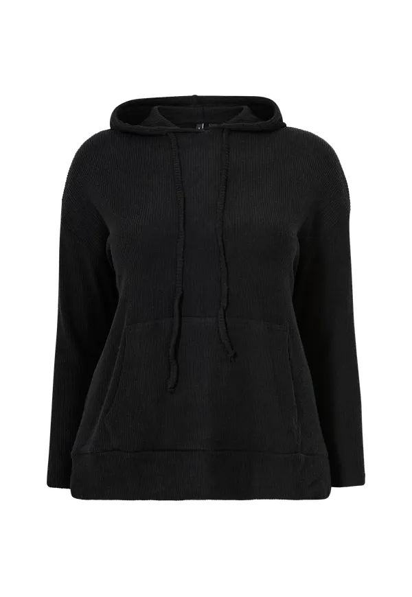 Vero Moda Curve - Huvtröja vmPuffy LS Hood Blouse - Svart
